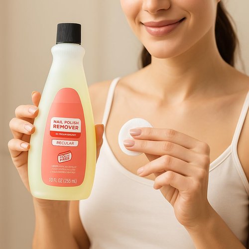 Nail Polish Remover for Natural Nails, Regular Strength Acetone Formula, Removes Nail Color Easily, 10 fl oz Liquid Solution, Fast Acting, Salon Use
