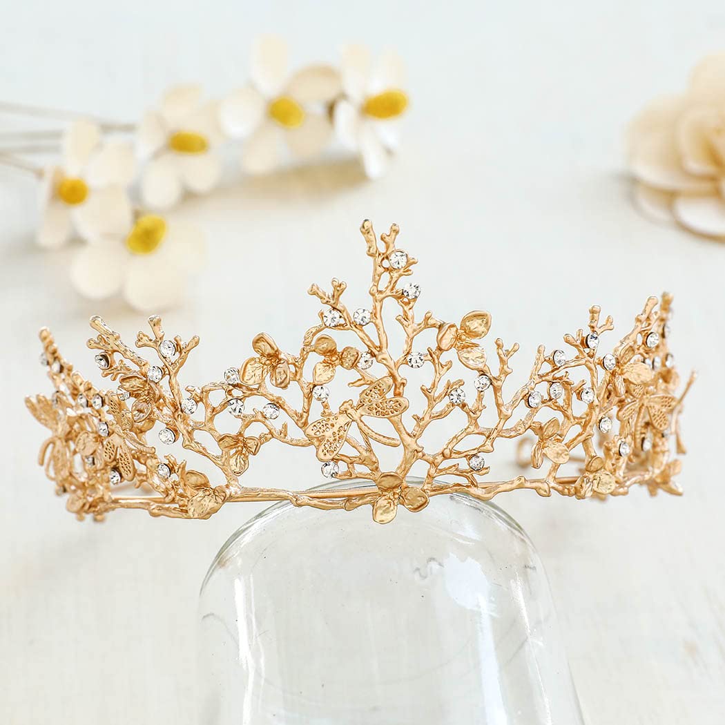 Yean Adult Tiaras and Crowns Gold Wedding Princess Queen Crown Baroque Vintage Rhinestone Tiara Hair Accessories for Women and Men (Gold)