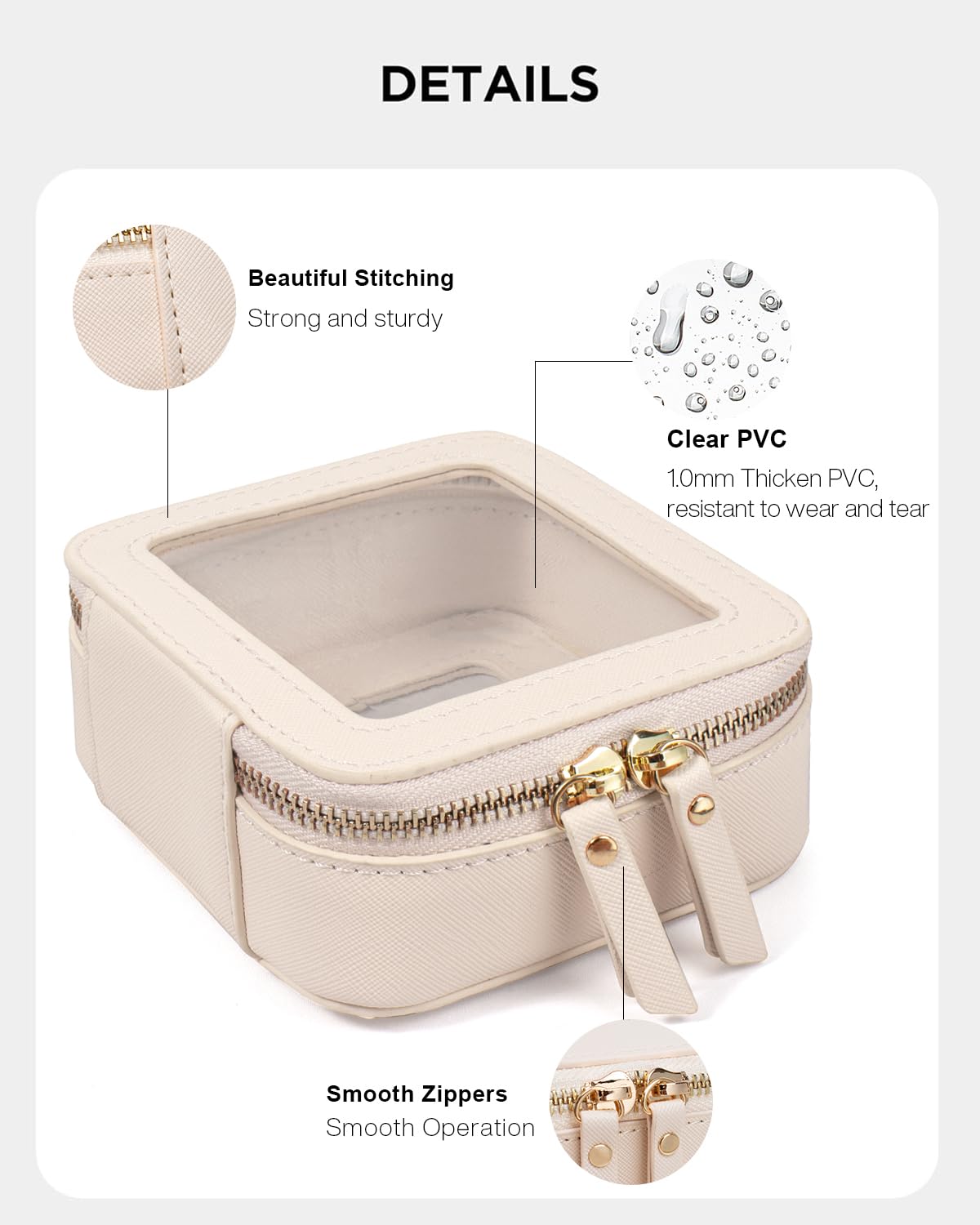 LETGO Clear Makeup Bags Set - TSA Approved Toiletry Bag with Handle Large Opening, Clear Toiletry Bags Case Pouch for Traveling Travel Car Orangizer Storage Essentials(Mini+Large Beige)