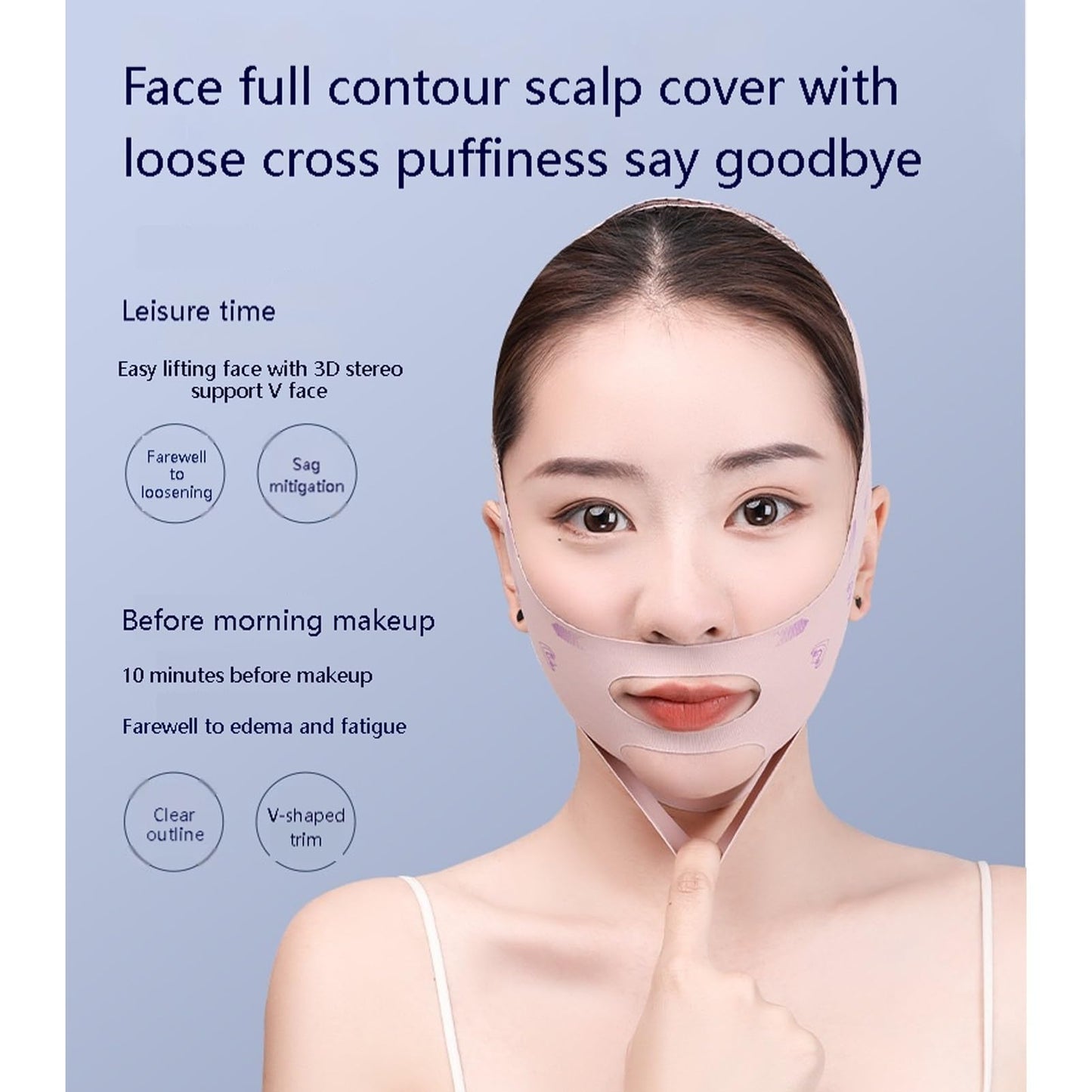 V Line Face Lifting Strap, Chin Strap for Sleeping, Double Chin Reducer for Women, Jaw Line Sculptor Eliminator, Mask Shaper for Jawline, Neck Lift Jaw Tightening Exerciser, Face Lift Tape Remover