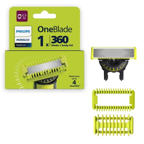 Philips Norelco OneBlade 360 Replacement Blade - Durable Stainless Steel Face/Body Kit | QP614/80
