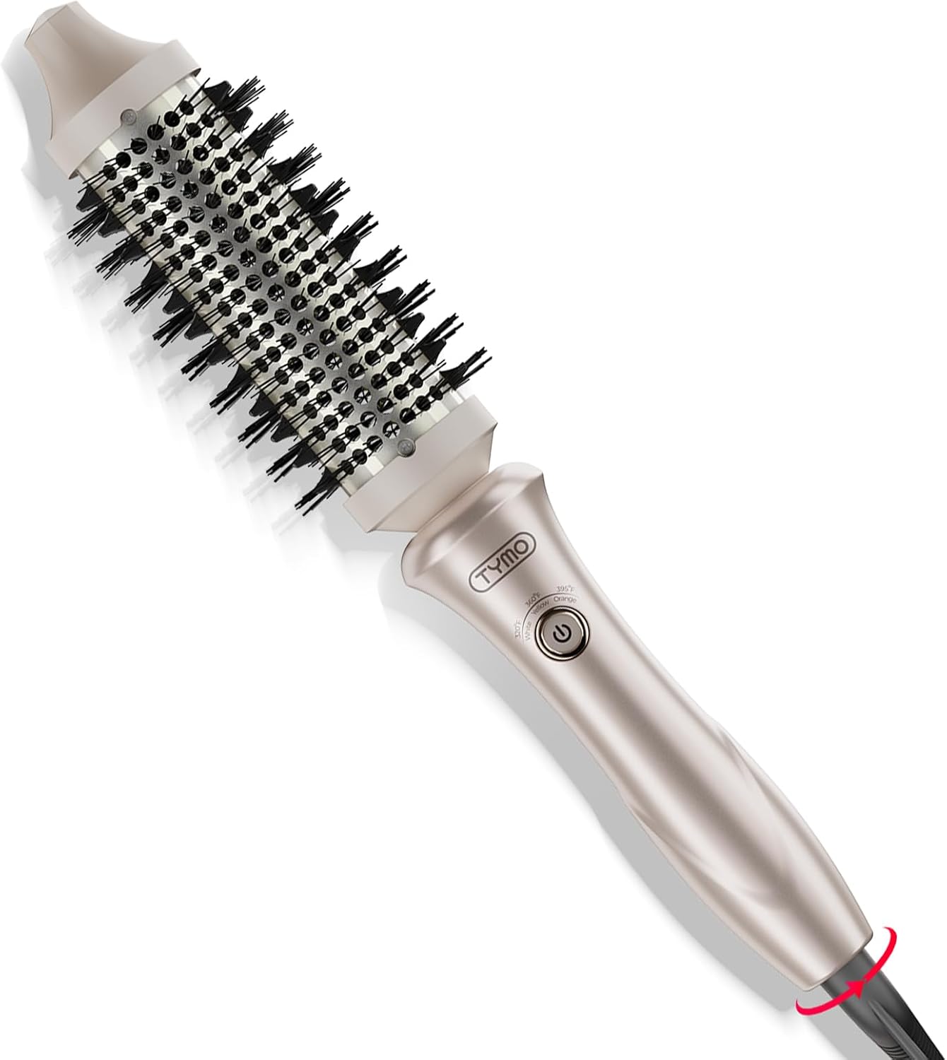 TYMO Thermal Brush - 1.5 Inch Curling & Straightening Volumizer | Dual Voltage Heated Styler in Gold