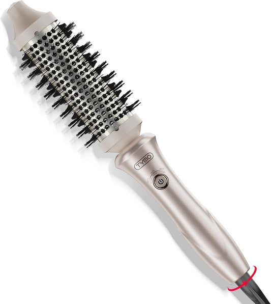 TYMO Thermal Brush - 1.5 Inch Curling & Straightening Volumizer | Dual Voltage Heated Styler in Gold