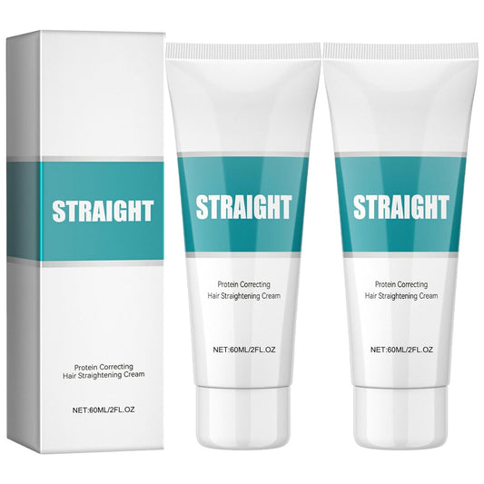 Skiennix Protein Hair Straightening Cream - Frizz Control & Hydration for Wavy, Curly Hair | 2oz (2-Pack)