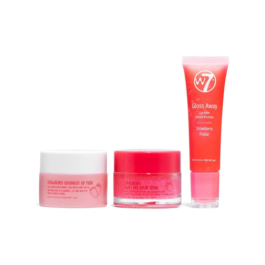 W7 Sweet Dreams Lip Care Gift Set - Overnight Mask, Balm & Scrub | Strawberry Flavor