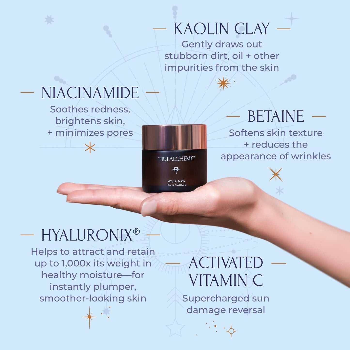 Tru Alchemy Mystic Mask | Clay Mask for Face, Pores, & Age Spots | Cleansing Kaolin Clay, Vitamin C, & Niacinamide | Deep Pore Cleansing Mask | Exfoliating Facial Masks | 1.8 oz