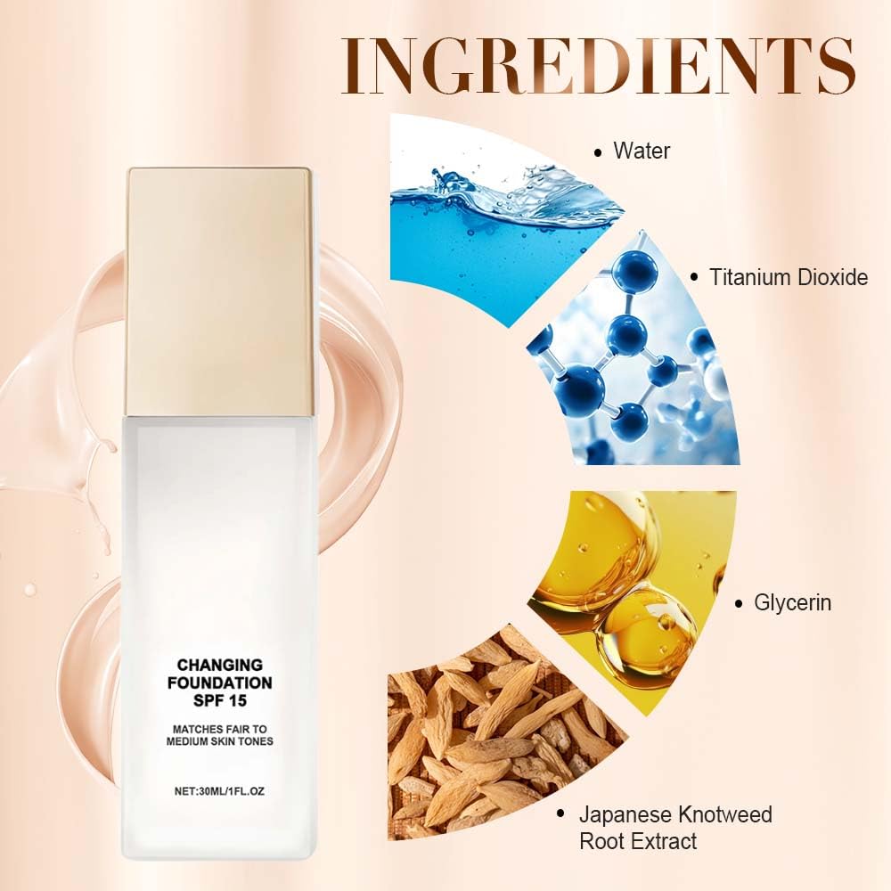 Skiennix Color Changing Foundation - Hydrating CC Concealer for Mature Skin | Lightweight & Versatile (1 PCS)
