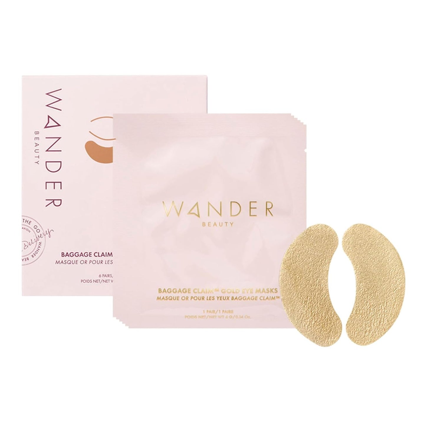 Wander Beauty Baggage Claim - Gold Foil Under Eye Patches for Dark Circles & Puffiness - 6 Pairs