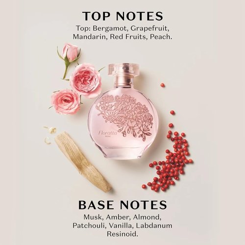 O Boticário Floratta Rose Eau de Toilette - Long-Lasting Floral Perfume for Women | 2.5 Ounce