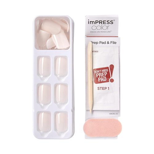 KISS imPRESS Press-On Nails - No Glue, Point Pink Color, Short Squoval Shape, 30 Nails Included