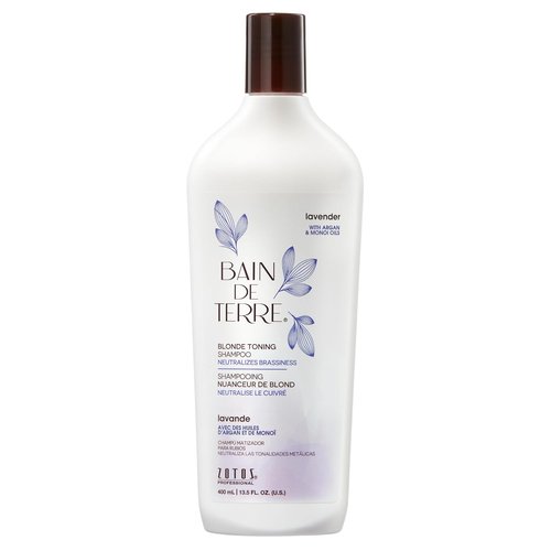 Bain de Terre Lavender Blonde Toning Shampoo - Neutralizes Brassy Tones for Cool Blonde Hair | 13.5 Fl Oz