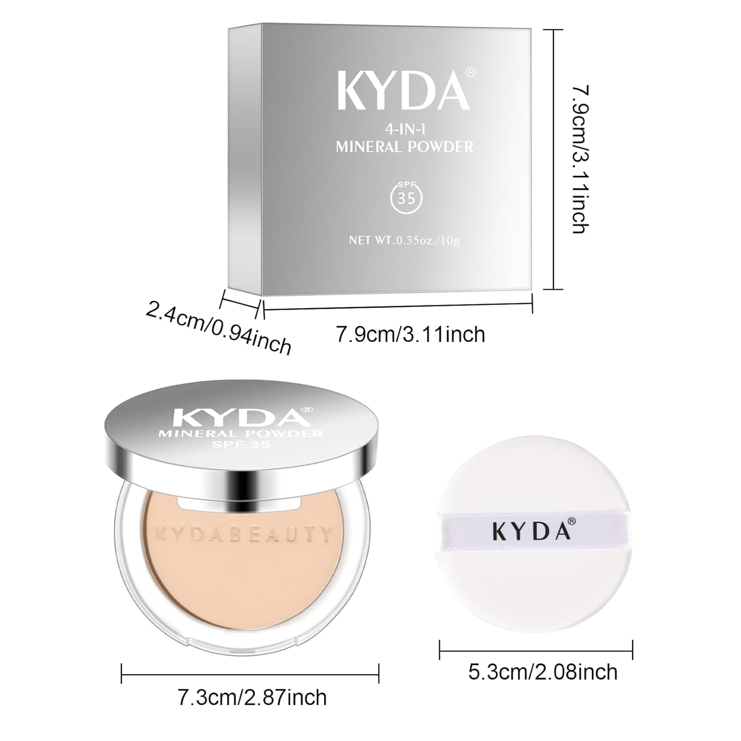 Skiennix 4-In-1 Mineral Pressed Powder - SPF 35 Foundation with Concealer & Finishing | Light to Medium Coverage, 01 Light