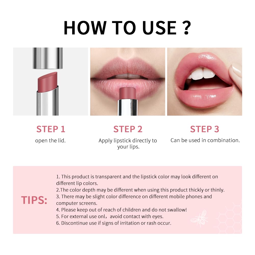 2PCS Honey Lipstick | Tinted Lip Balm for All Skin Tones - Hydrating & Nourishing Moisture (Pink)