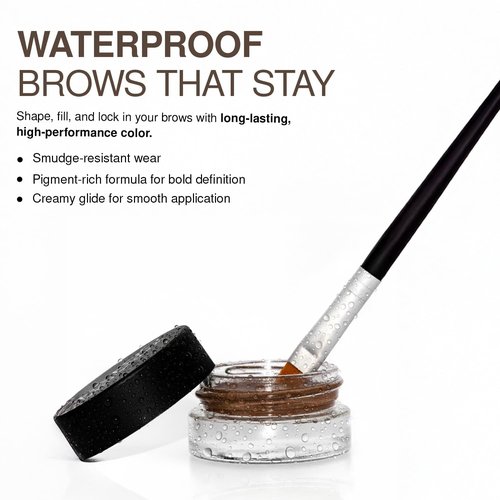 Palladio Brow Pomade - Waterproof, 24-Hour Smudge-Proof Formula for Defined Brows | Dark Brown