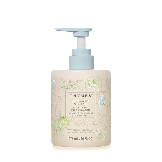 Thymes Nourishing Body Cleanser - Hydrating Body Wash with Pump - Bergamot Nectar, 16 fl oz