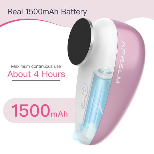 AprElm Rechargeable Electric Foot Callus Remover with 3-Sizes 120Pcs Sandpapers, Professional 1000RPM Electric Foot File with Organizer, Pedicure Tools Gifts for Women Men (E5 Pink-White)