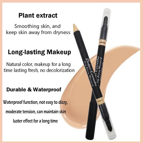AKARY Concealer Pencil - 2-in-1 Dual-Sided Eyebrow & Face Highlighter Stick | Waterproof for Dark Circles & Acne Marks - Soft Skin Tone