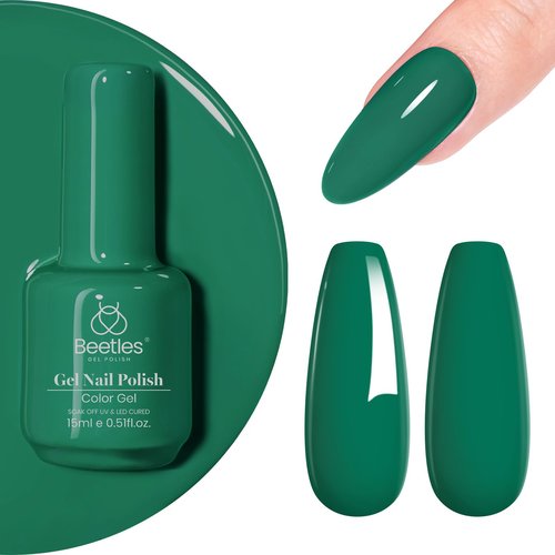 Beetles Green Gel Nail Polish, 1Pcs 15ml Color Gel Polish Soak Off UV LED Day Nails Art Manicure Salon DIY Home Spring Nails Gift for Women