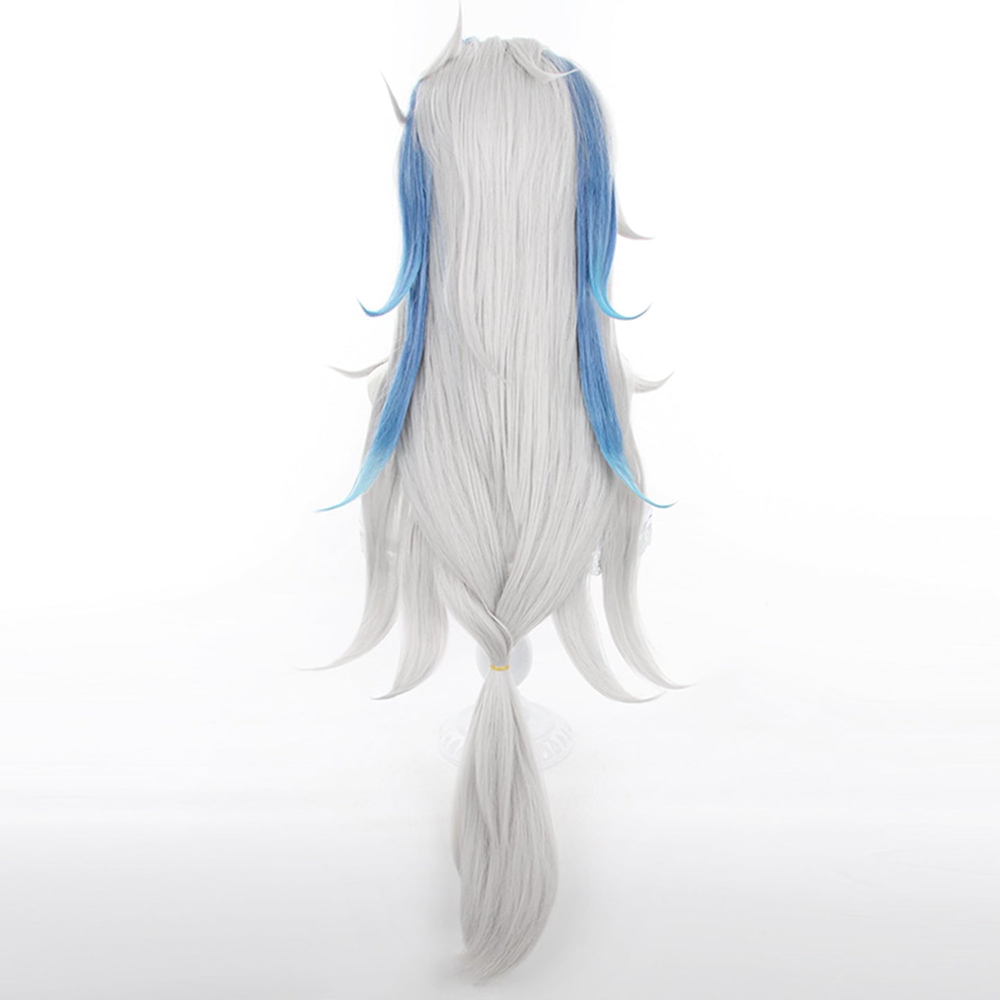 Neuvillette Wig Genshin Impact Fontaine Cosplay Wig Gray Mixed Blue long Ponytail hair with Free Wig Cap for Women Comic Con, Cosplay show, Halloween