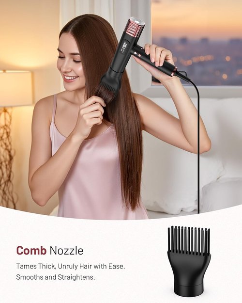 MESCOMB Travel Hair Dryer - 1875W Dual Voltage Ionic for Fast Drying & Frizz Control | Lightweight & Quiet, Black