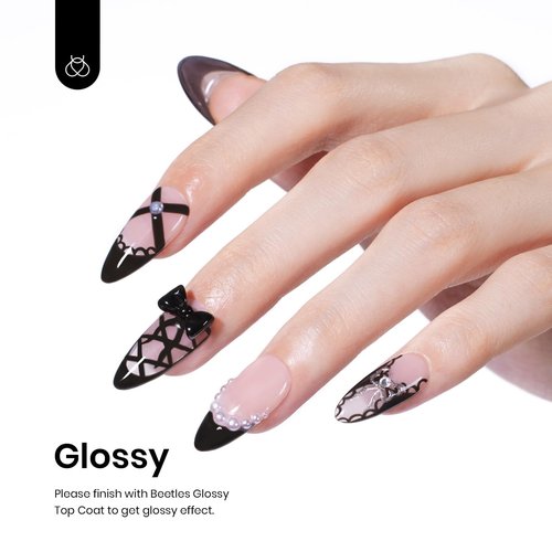 Beetles Black Gel Polish, 1 Pcs 15ml Audrey Black Nail Polish Color Gel Nail Polish Soak Off Art Manicure Salon DIY Uv Lamp Nail Design Decoration at Home