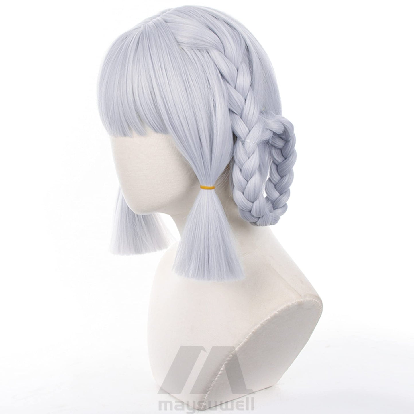 maysuwell Silver Cosplay Wig for Ayaka Springbloom Missive Wigs New Skin Genshhin impact Outfit Braid Hair Wigs for Women Comic Con