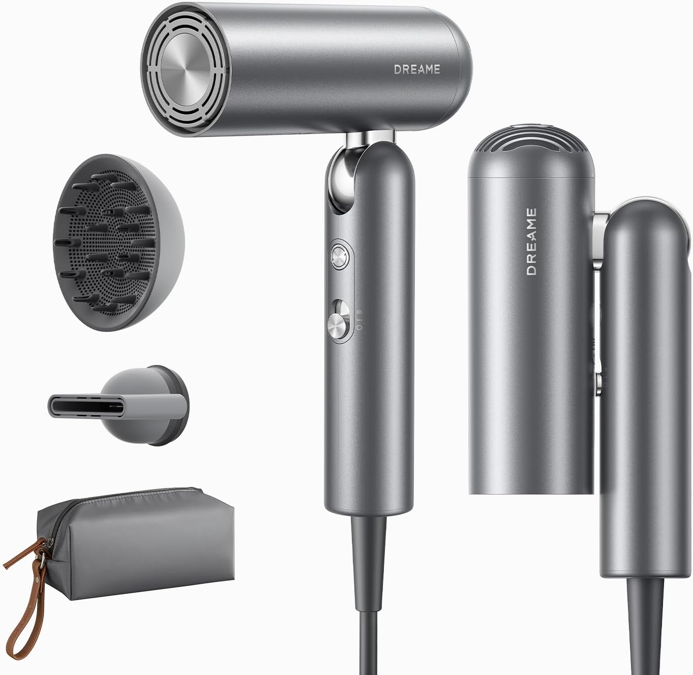 Dreame Pocket Pro Hair Dryer - 1300W Dual Voltage Travel Blow Dryer with Diffuser | Fast Drying, Low Noise