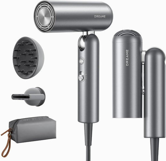 Dreame Pocket Pro Hair Dryer - 1300W Dual Voltage Travel Blow Dryer with Diffuser | Fast Drying, Low Noise