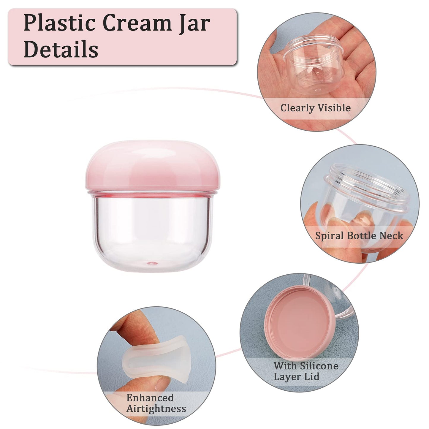 Cosywell Travel Jars for Creams 9PCS Travel Size Containers for Toiletries Cream Jars Refillable Leak-proof Travel Accessories with Lid for Lotion Cosmetic Makeup Body Cream (Plastic-6 & Silicone-3)
