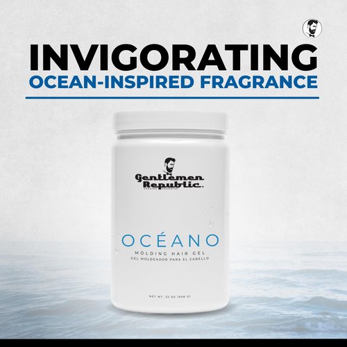 Gentlemen Republic Oceano Men's Hair Gel - 64oz Strong Hold & High Shine, Alcohol-Free Formula