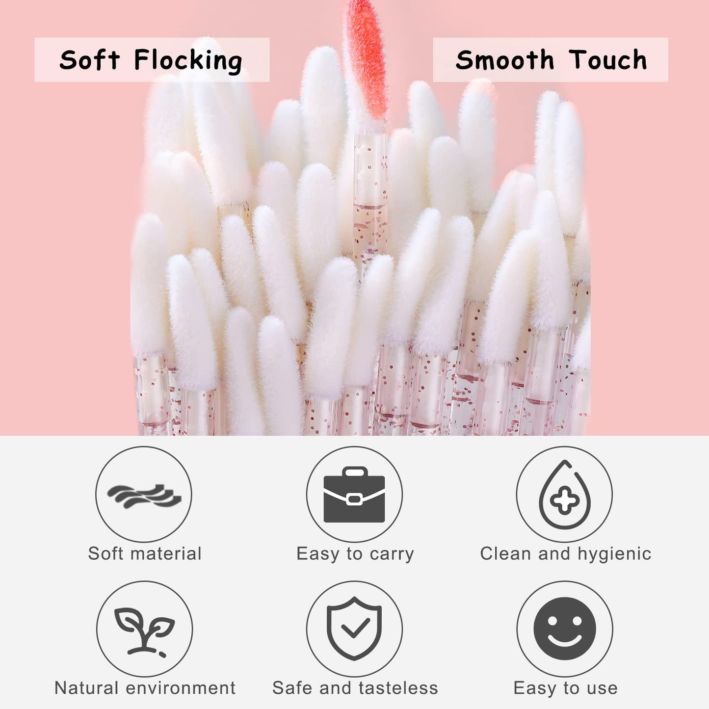 Unaone Disposable Lip Brushes, 100 Pcs Lip Applicator Lip Gloss Brushes Lipstick Lip Wands Makeup Beauty Brushes for Lipstick Lip Gloss Lip Mask Eyeshadow, Pink