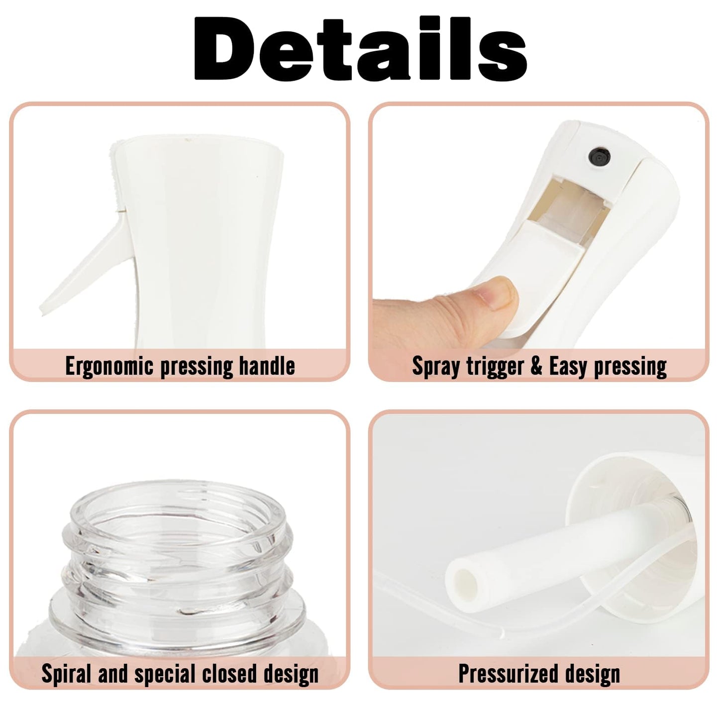 Zuhose Continuous Mist Spray Bottle, 6.8OZ /200ML Hair Mister, Fine Mist Water Spray for Salons, Barber, Plants, Skin Care, Cleaning (Matte Pink, 1 Pack)