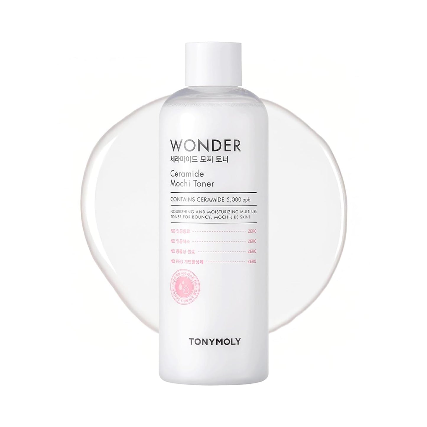 TONYMOLY Wonder Ceramide Mochi Milky Toner - Hydrating 5,000 ppb Ceramide Essence for Dry & Sensitive Skin | 16.9 fl oz / 500ml Value Size