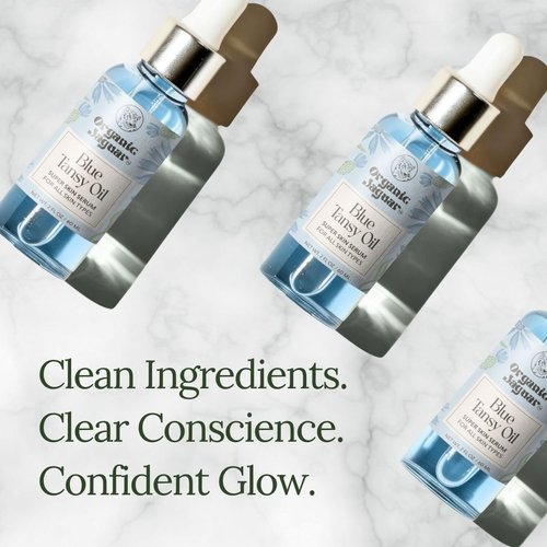 Organic Jaguar Blue Tansy Face Serum - Night Moisturizer & Hydrating Facial Oil for Healthy Aging | 2 fl oz