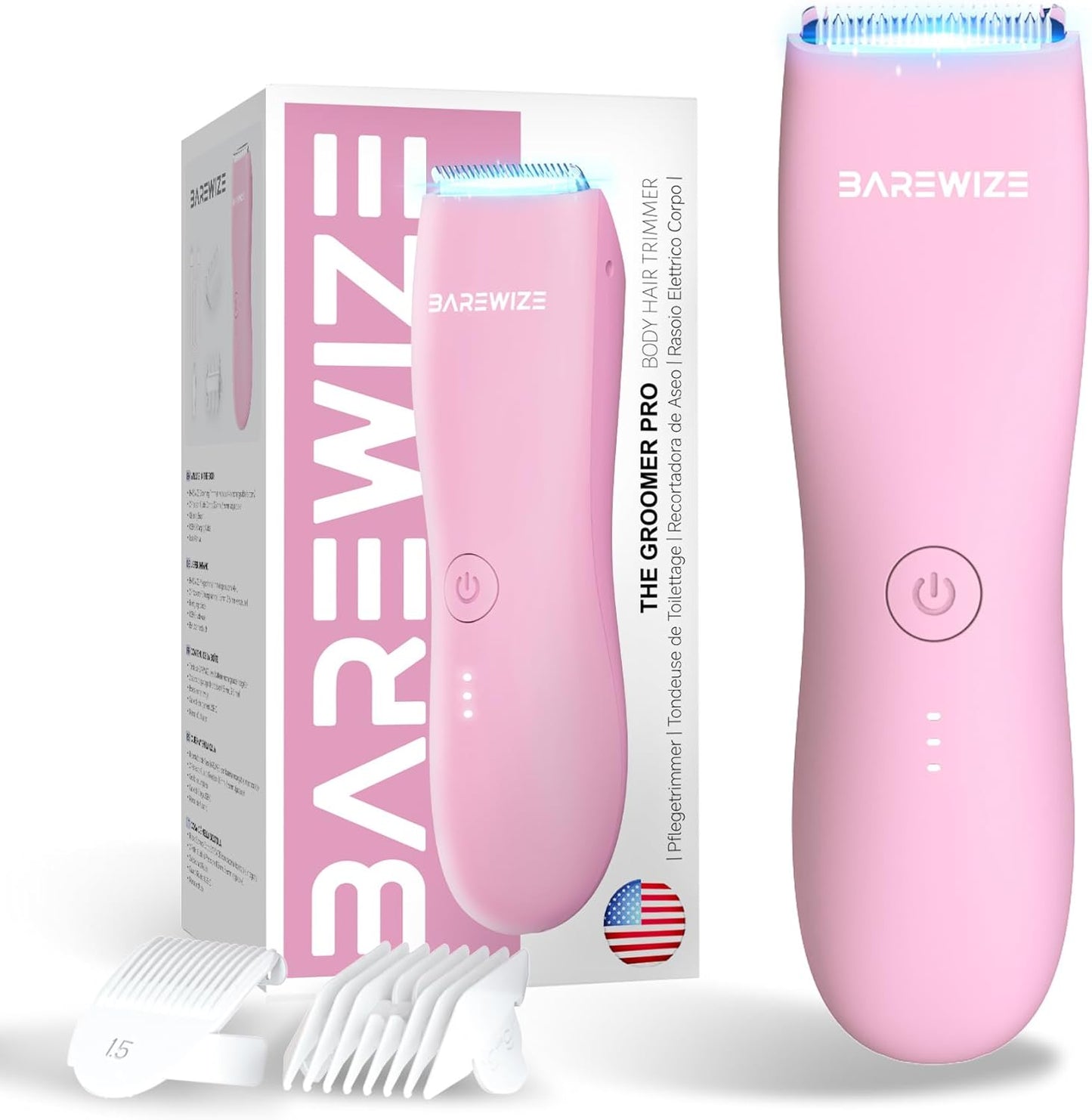 Skiennix Bikini Trimmer for Women - Waterproof, USB-C Rechargeable with LED Light & Replaceable Blade | Electric Lady Shaver (Rose)