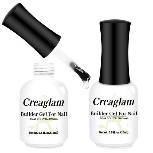 Creaglam Women Builder Gel for Nails: 2Pcs 7 in 1 Clear Builder Nail Gel Set for Fast Nail Art Set DIY Home Manicure - 15ml Extension Strengthener for Nails Art Design