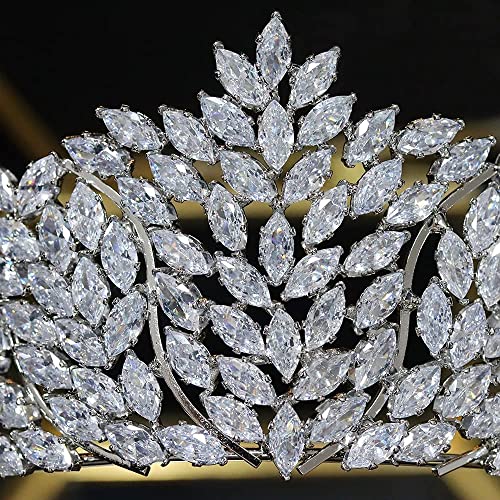 Aoligrace Sparkling Cubic Zirconia Wedding Tiaras and Crowns for Bridal Prom Headpiece Quinceanera Sweet 16 Hair Accessories