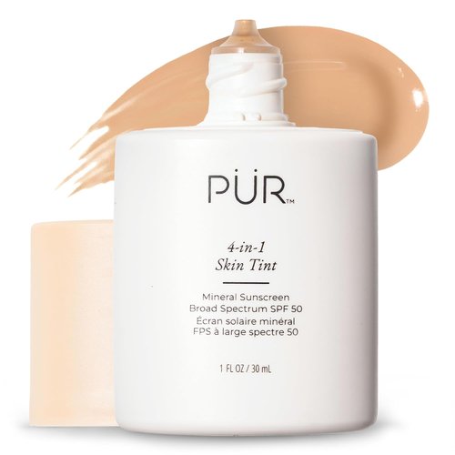 PÜR MINERALS Tinted Sunscreen for Face - 4-in-1 SPF 50 Mineral Tint, Moisturizer & Primer - Lightweight, Buildable Formula