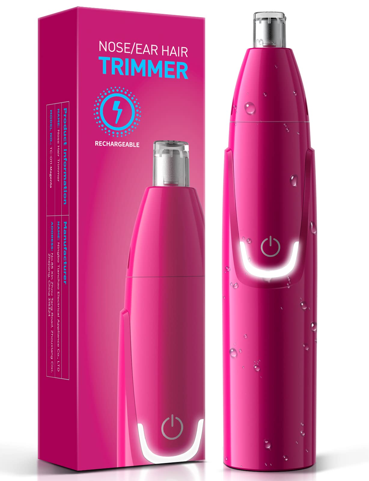 ZORAMI Rechargeable Ear and Nose Hair Trimmer - 2024 Professional Painless Eyebrow & Facial Hair Trimmer for Men Women, Powerful Motor and Dual-Edge Blades for Smoother Cutting Magenta