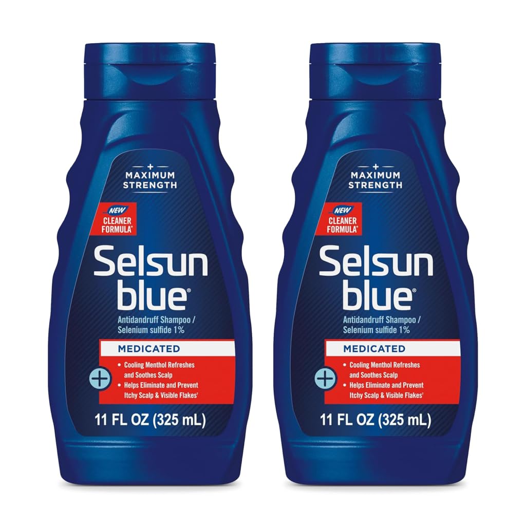 Selsun Blue Medicated Anti-Dandruff Shampoo - Maximum Strength with Menthol, 11 fl. oz. (Pack of 2)