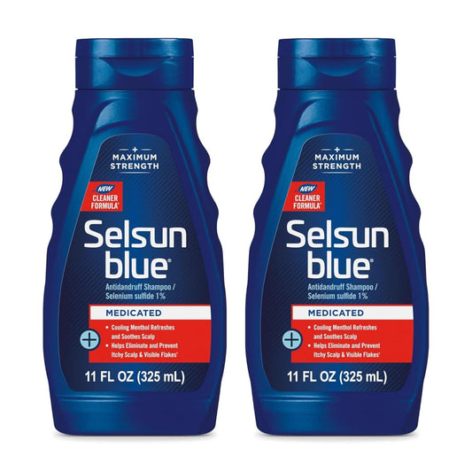 Selsun Blue Medicated Anti-Dandruff Shampoo - Maximum Strength with Menthol, 11 fl. oz. (Pack of 2)