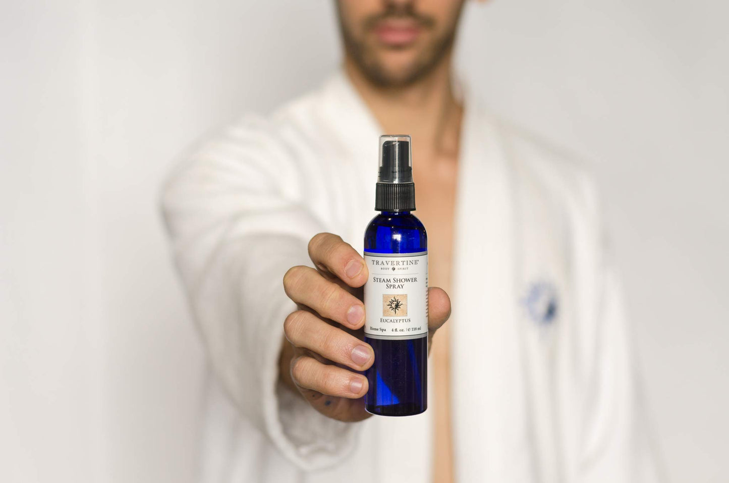 Travertine Spa Steam Shower Spray | Eucalyptus & Lavender | Shower Aromatherapy | Sinus and Congestion Relief | Steam Room Spray | 100% Natural Eucalyptus Oil | 4 oz.