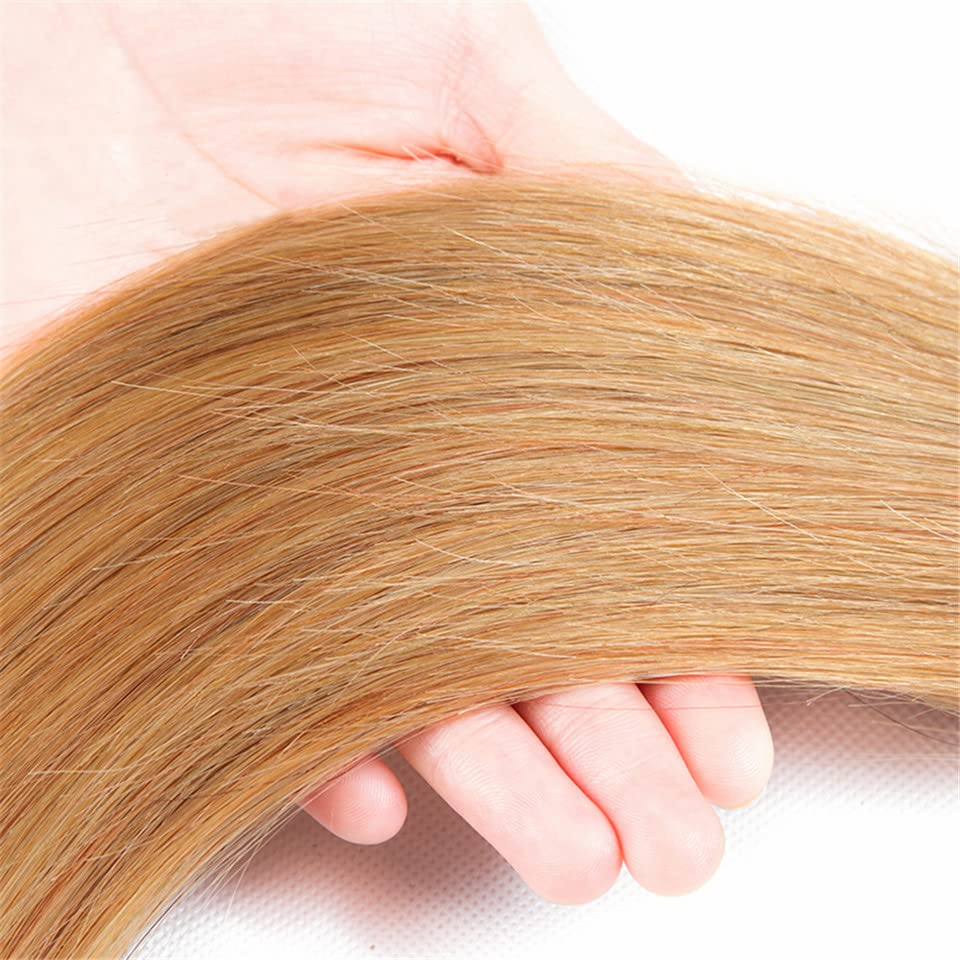 Color #27 Bundle Ombre Straight Human Hair Bundles Two Tone Black and Honey Blonde Bundles Human Hair 12 14 16 Inch Ombre Blonde Straight Bundle