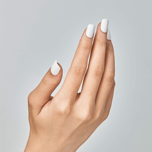 KISS imPRESS Press-On Nails - No Glue, Frosting White, Short Squoval Shape, 30 Nails & Accessories Included