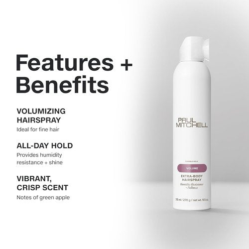 Paul Mitchell Extra-Body Hairspray - Flexible Hold & Maximum Volume | Humidity Resistant for Fine Hair