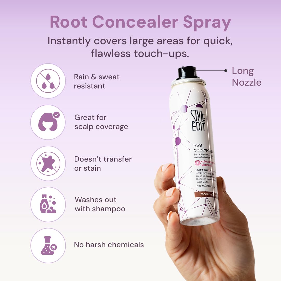 Style Edit Root Touch Up Spray - Temporary Auburn Hair Color for Gray Roots | Salon-Quality Concealer, 2 oz