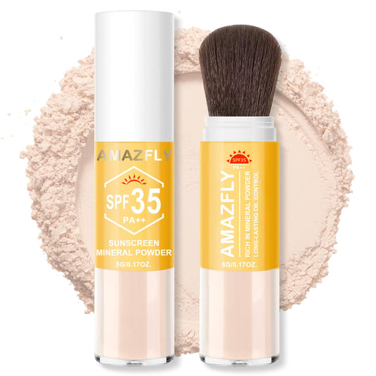 Skiennix Mineral Sunscreen Setting Powder - SPF 35 Brush Powder for Face & Scalp | Lightweight, Oil Control, Translucent