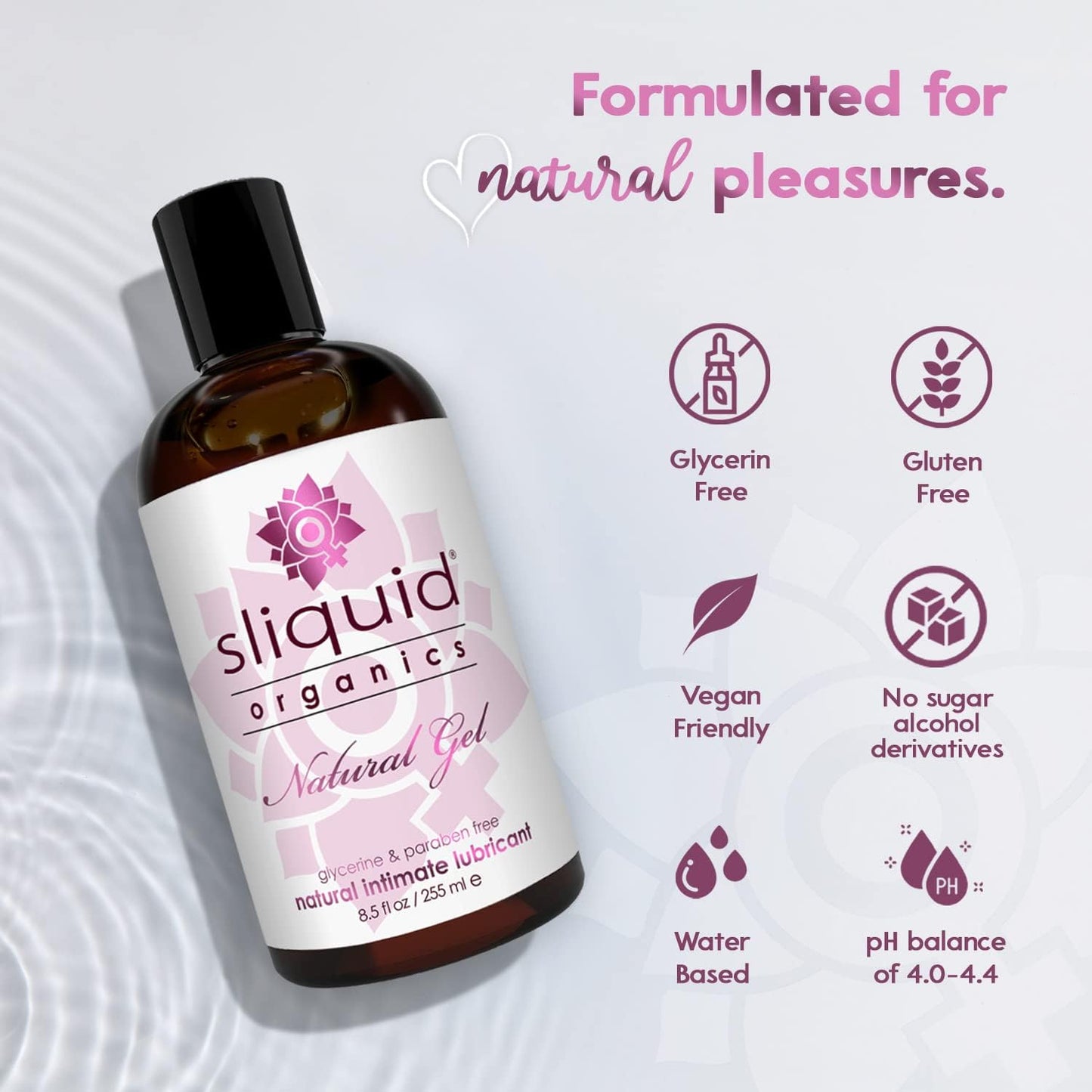 Sliquid Organics Water-Based Lubricant - Aloe Vera Infused, Natural Gel for Couples, Unscented, 4.2 Fl Oz