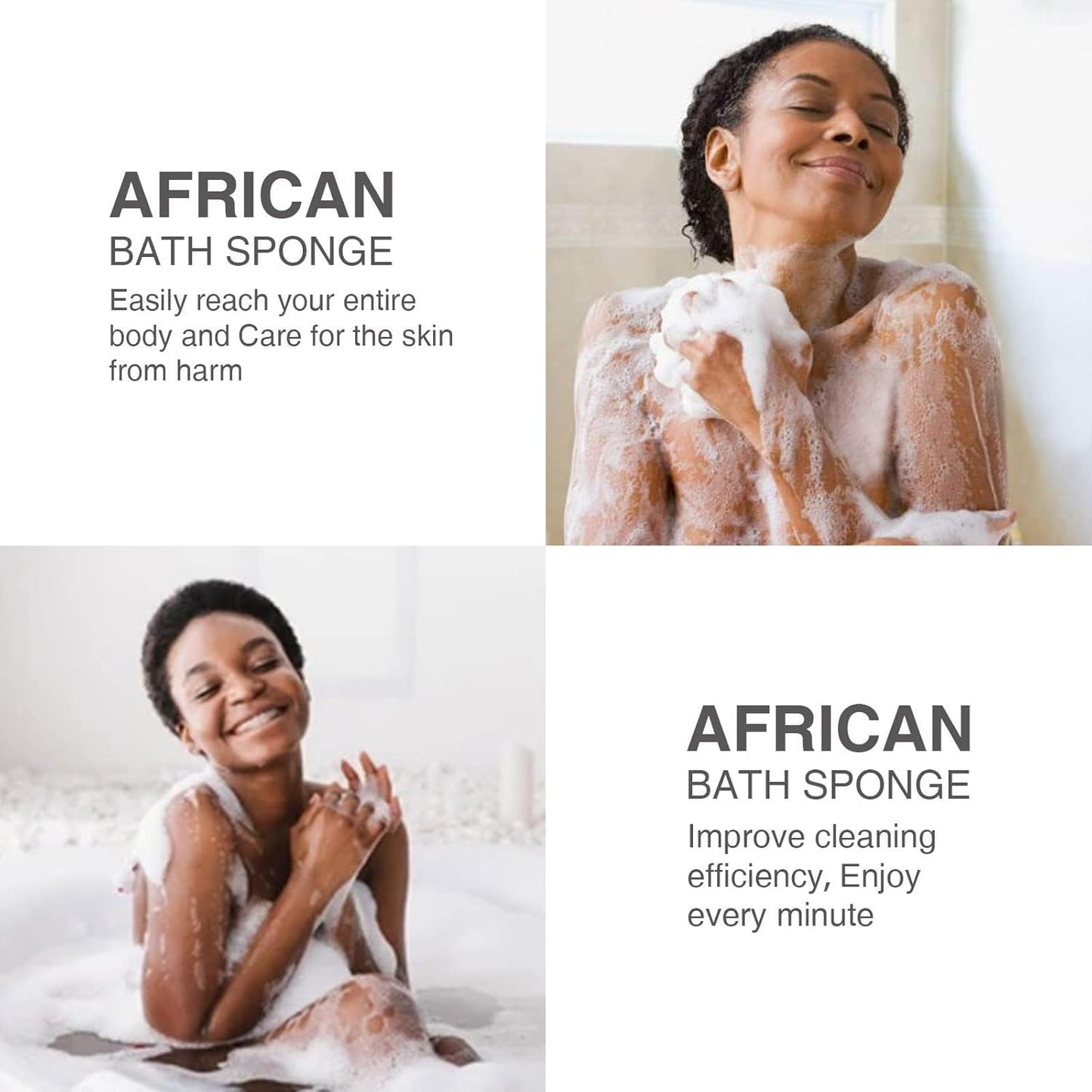 UJFQBH African Bath Sponge Set - Exfoliating Net Body Scrubber for Daily Use | 3 Pieces in Rose Red, Blue, Green
