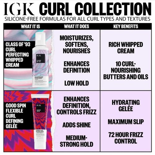 IGK Good Spin Flexible Curl Defining Gelee - Hydrating Frizz Control & Strong Hold | Vegan & Cruelty-Free | 4.75 Oz